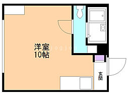 ル・フォートK-1 ワンルームの間取図画像
