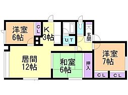 ハイム佐藤 3LDKの間取図画像