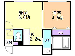 ル・アーヴル 1LDKの間取図画像