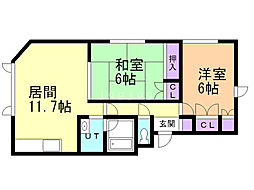 宮の沢2-2ハウス 2LDKの間取図画像