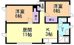 コンフォートウエスト 2LDKの間取図画像