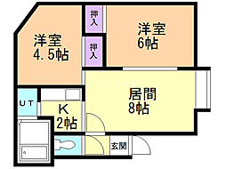 メープルタウンB 2LDKの間取図画像