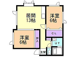 ハイムテイネ1・1 2LDKの間取図画像