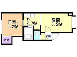 グランドハイツ手稲 1DKの間取図画像
