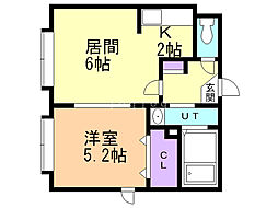 クレーゾ稲穂 1DKの間取図画像