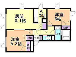 メゾン・アシューレ 2LDKの間取図画像