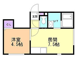 ハピネス銭函2 1DKの間取図画像
