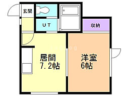 リバティヒル 1DKの間取図画像