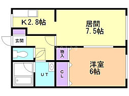 ラ・メール桂岡B 1LDKの間取図画像