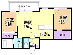 ChateauBlanc65 2LDKの間取図画像