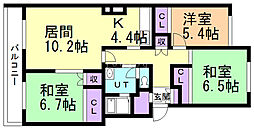 テレパレス西町2 3LDKの間取図画像