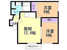 リラコート八軒 2LDKの間取図画像