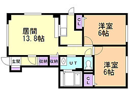 メゾンドクラヴィア 2LDKの間取図画像