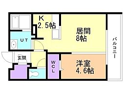 ジュノール手稲 1LDKの間取図画像