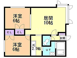 ルミエール新発寒 2LDKの間取図画像