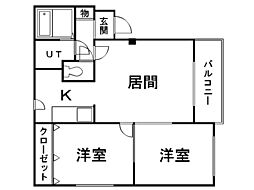 エクセロン 2LDKの間取図画像
