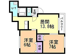 クラール発寒 2LDKの間取図画像