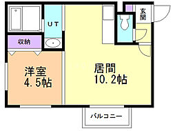 グランディール二十四軒 1LDKの間取図画像