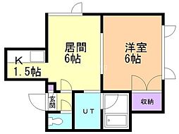サンコート・富丘 1DKの間取図画像