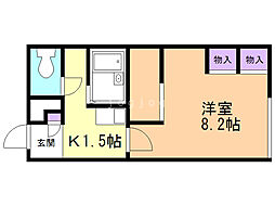 レオパレスハッサムA 1Kの間取図画像