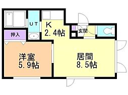 リトルハウス 1LDKの間取図画像
