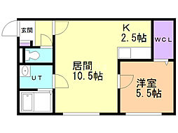 富丘ベース 1LDKの間取図画像
