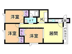 ハマナスハイツ 3LDKの間取図画像