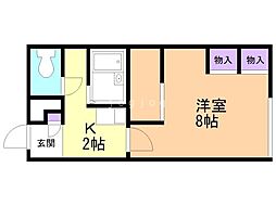 レオパレスミルキーウェイ 1Kの間取図画像