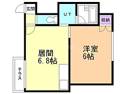 コンフォート発寒B棟 1DKの間取図画像