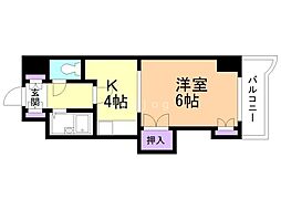 セザール琴似 1Kの間取図画像