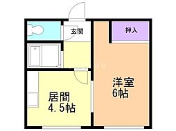 コーポさつき 1DKの間取図画像