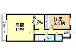 ウエストコート 1LDKの間取図画像