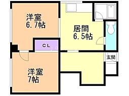 馬場コーポ 1DKの間取図画像