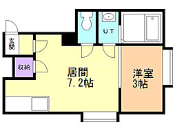 フロンティア宮の沢A棟 1DKの間取図画像