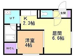 札幌市手稲区前田六条16丁目マンション 1LDKの間取図画像