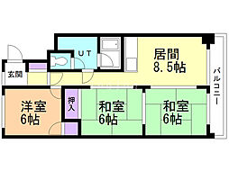 ドミールいけはた 3LDKの間取図画像