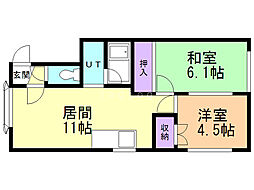 メゾン・ド・八軒 2LDKの間取図画像