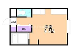 サンハイツ弐番館 ワンルームの間取図画像