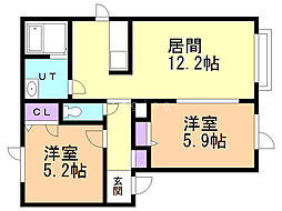 シャーメゾンエルム 2LDKの間取図画像