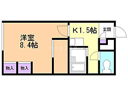 レオパレスローズ 1Kの間取図画像