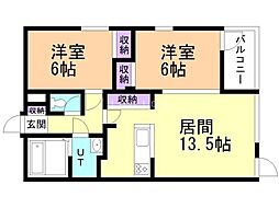 Tertiary(ターシャリー) 2LDKの間取図画像