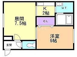 ミーサハギナカ 1LDKの間取図画像