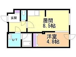 レジェンドコート琴似 1LDKの間取図画像