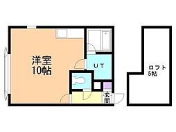 西野ハイツ ワンルームの間取図画像