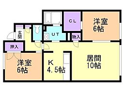スパジオデノアード 2LDKの間取図画像