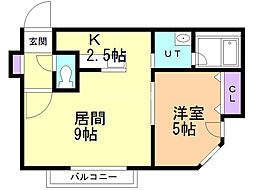 ノヴァ発寒南 1LDKの間取図画像