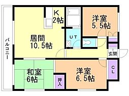 クリーン山の手 3LDKの間取図画像