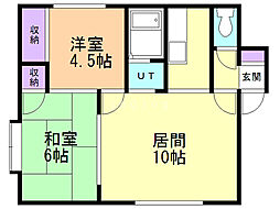 リバーハイムA 2LDKの間取図画像