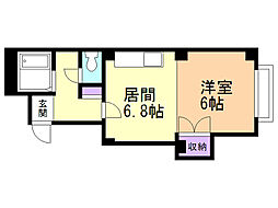 クイーンパーク 1DKの間取図画像