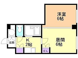 ベルシティ琴似 1LDKの間取図画像